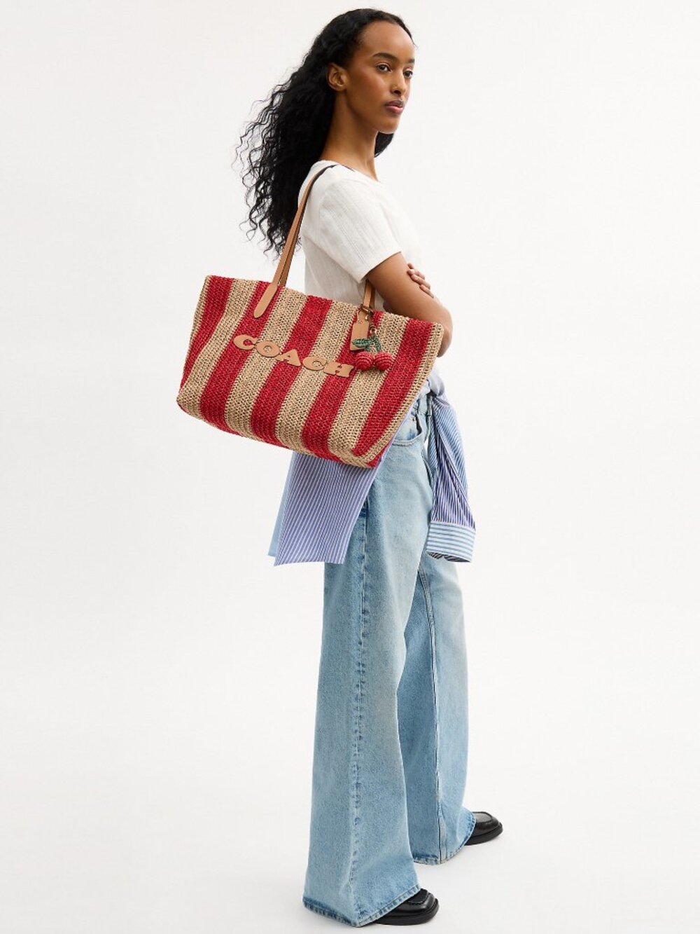 Coach Outlet City Tote Bag With Stripes And Charm